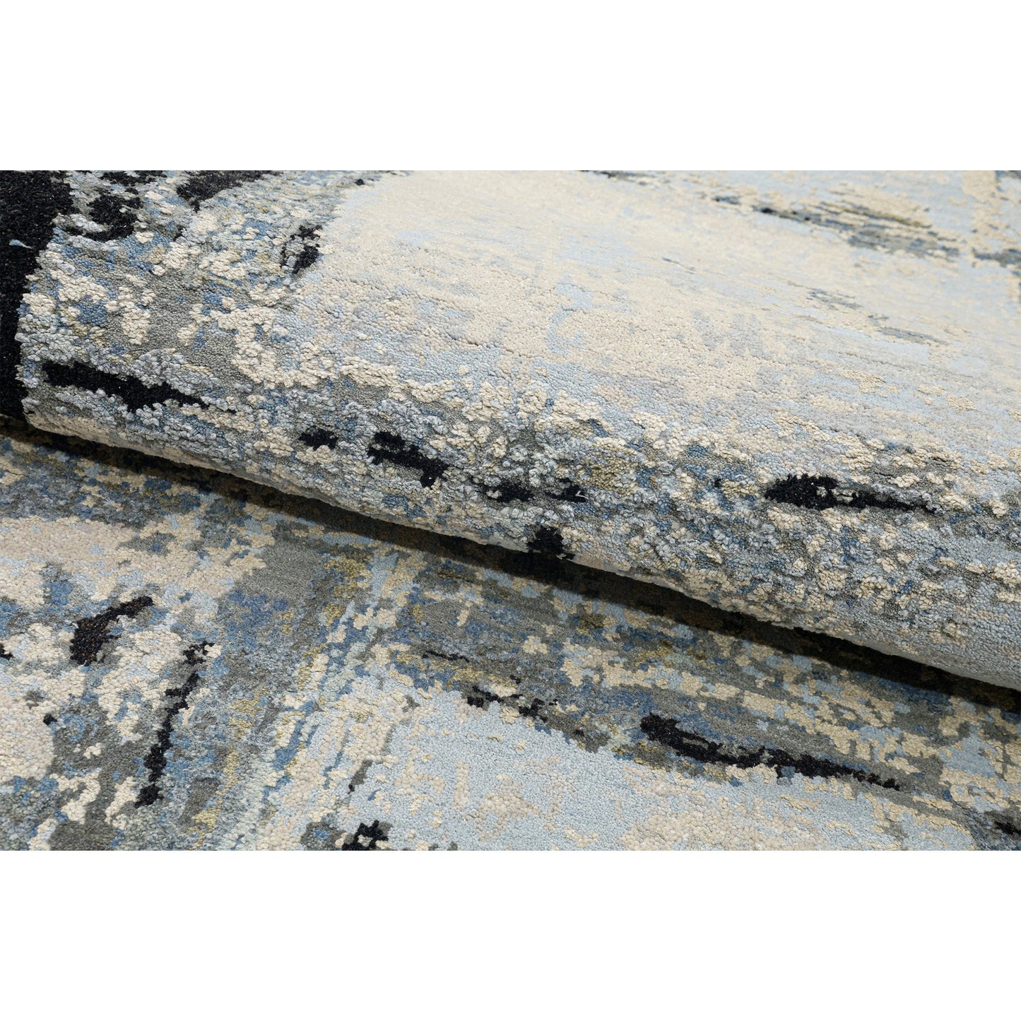 CANVAS ART W/ SILK JC693 IVORY / BLUE