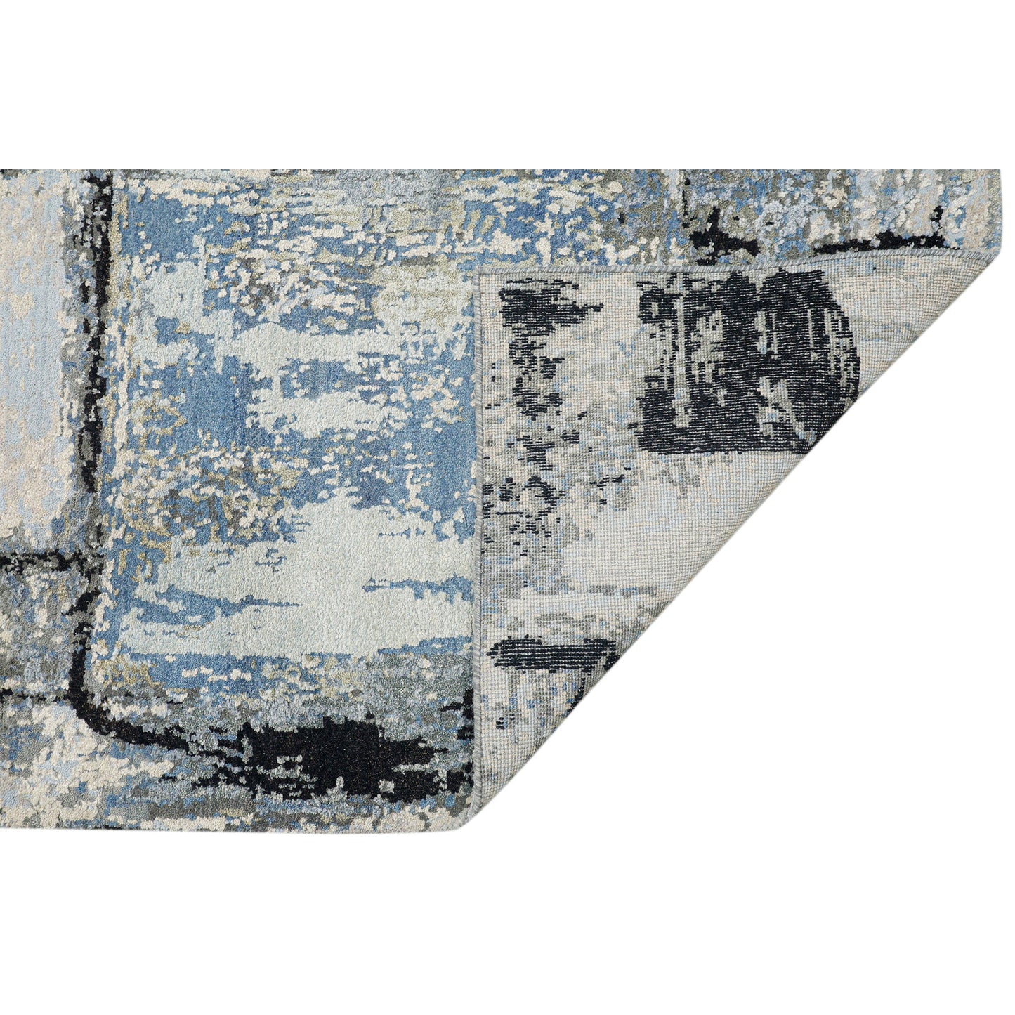 CANVAS ART W/ SILK JC693 IVORY / BLUE