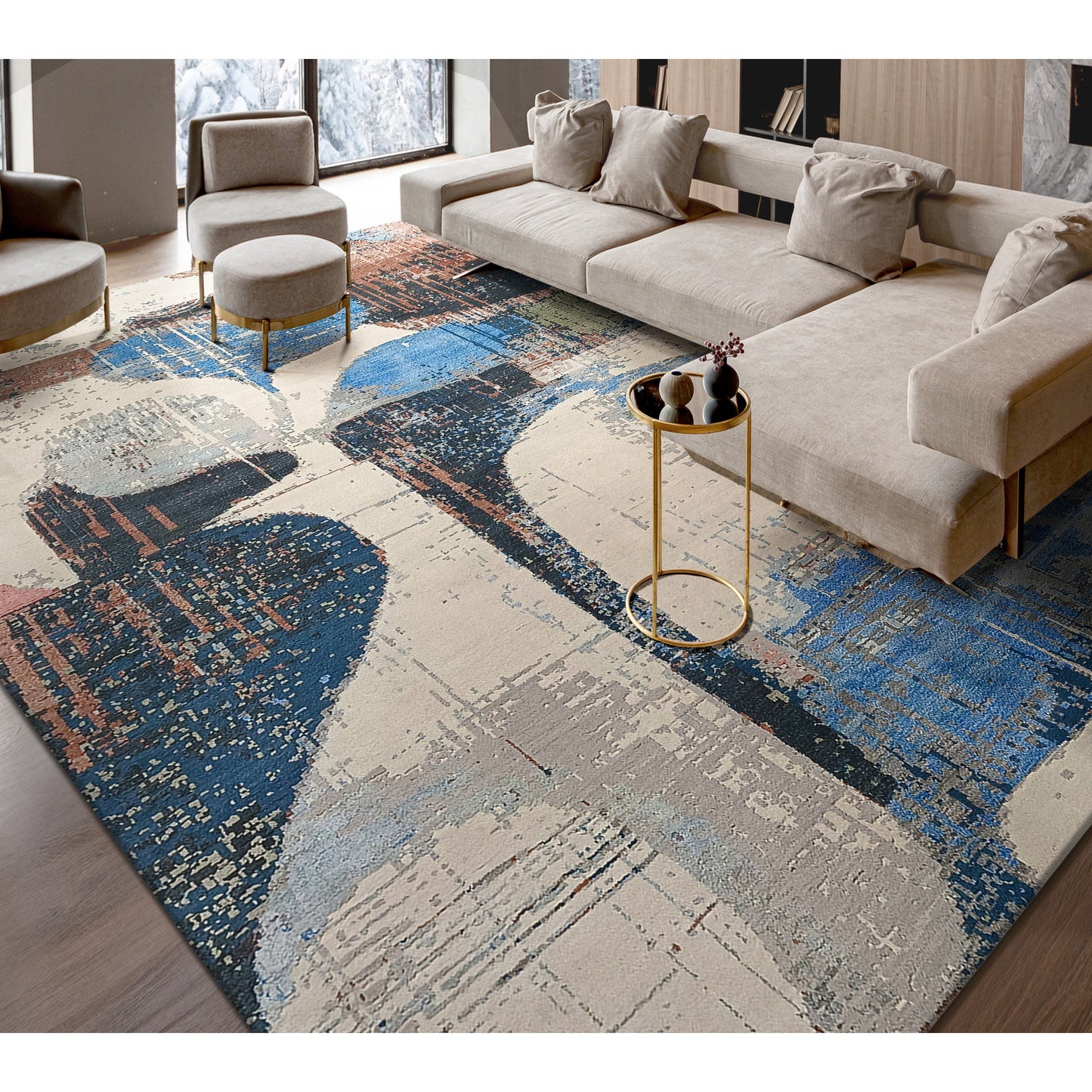 CANVAS ART W/ SILK JC705 IVORY / RED