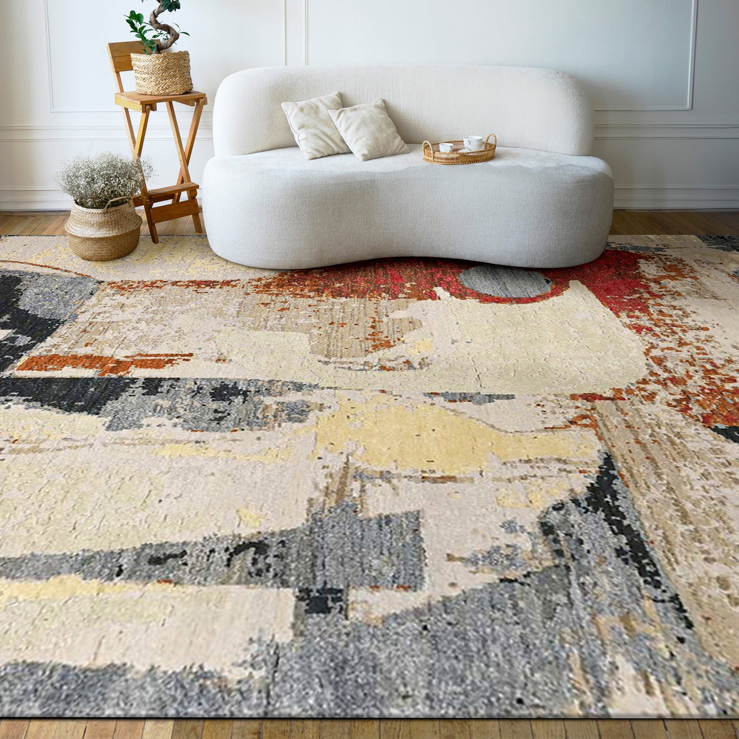 CANVAS ART W/ SILK JC708 BEIGE / RED