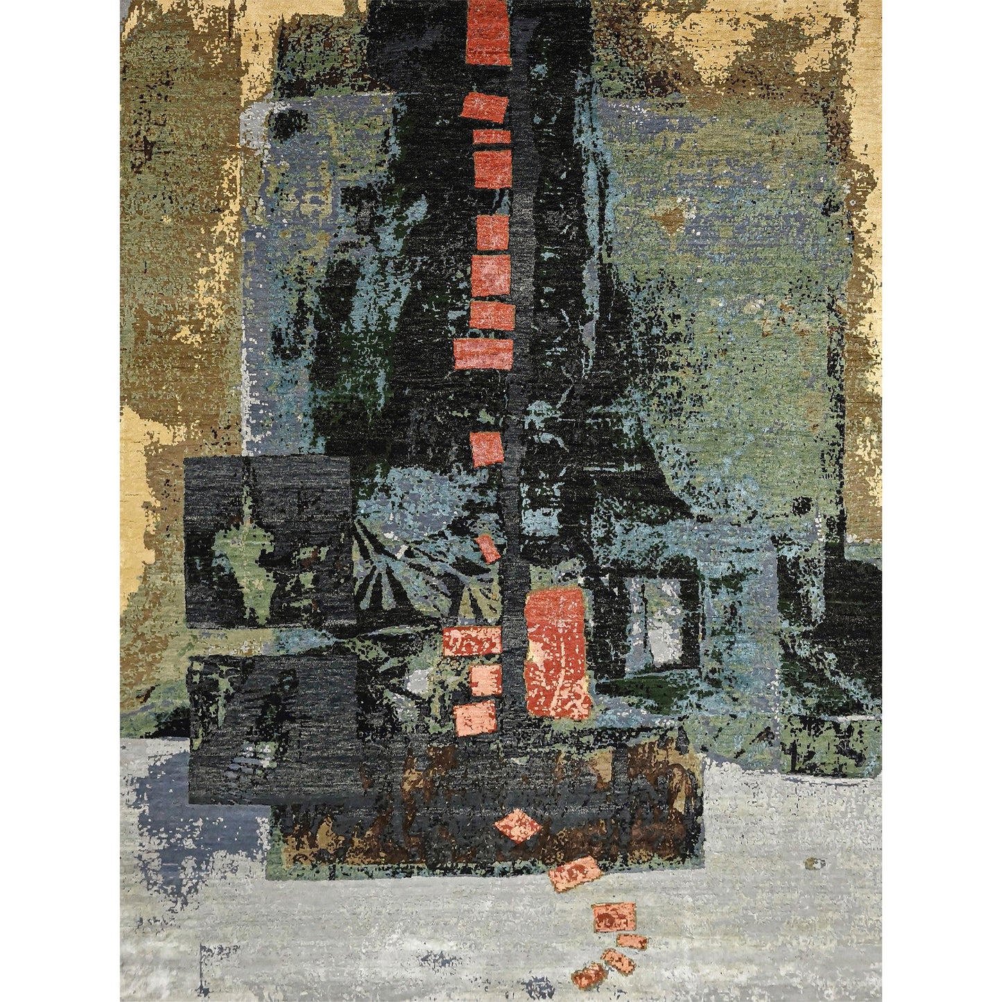 CANVAS ART W/ SILK JC711 GREEN / CHARCOAL