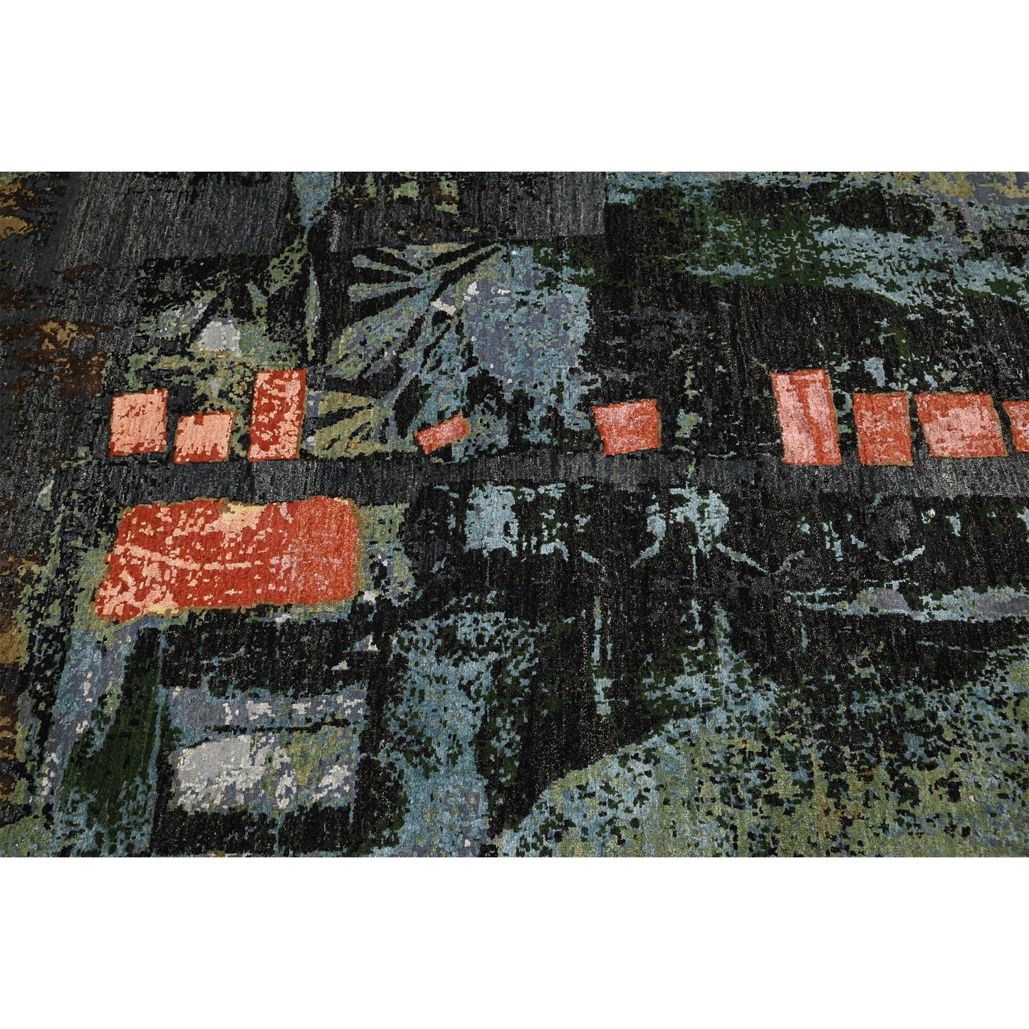 CANVAS ART W/ SILK JC711 GREEN / CHARCOAL