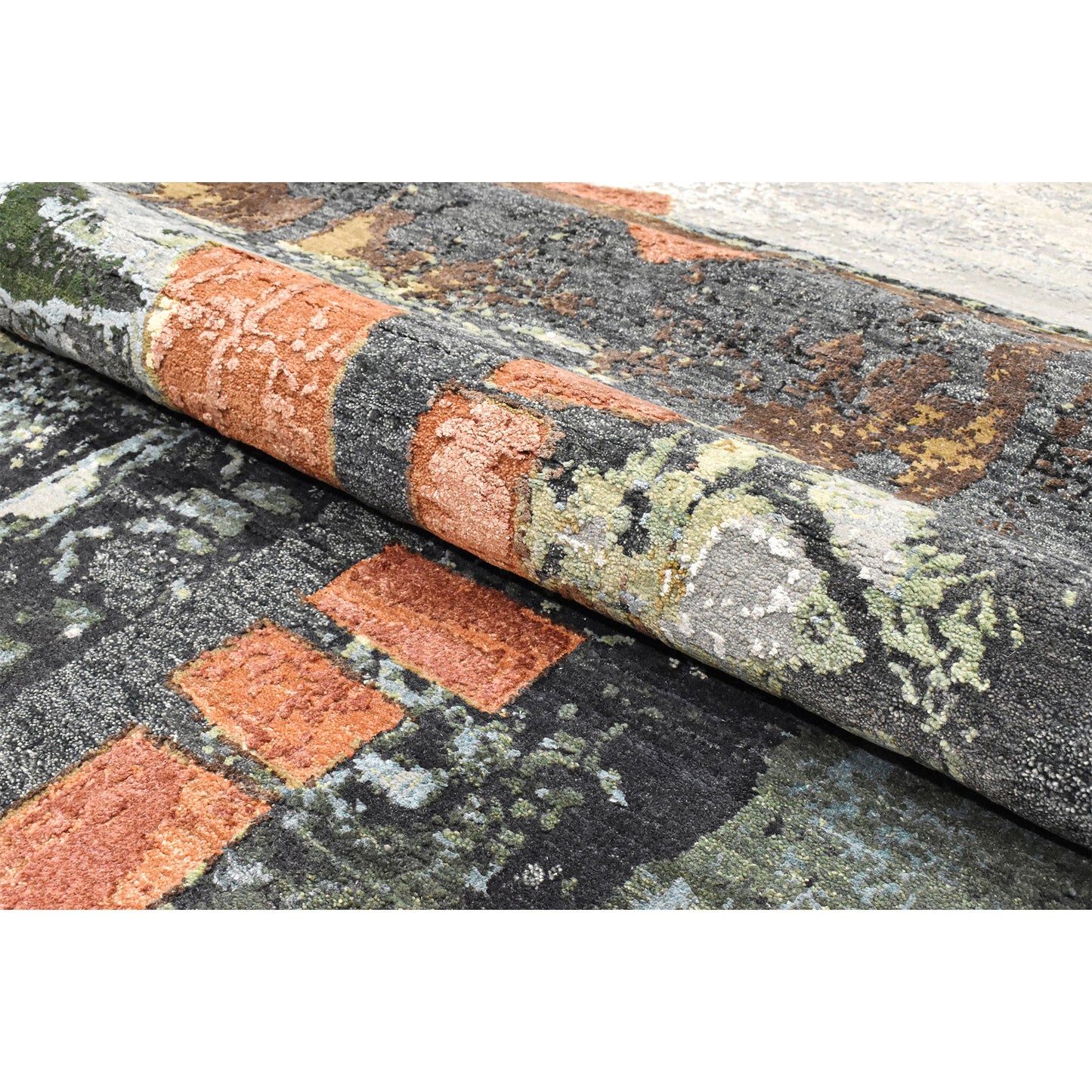 CANVAS ART W/ SILK JC711 SILVER / GREEN