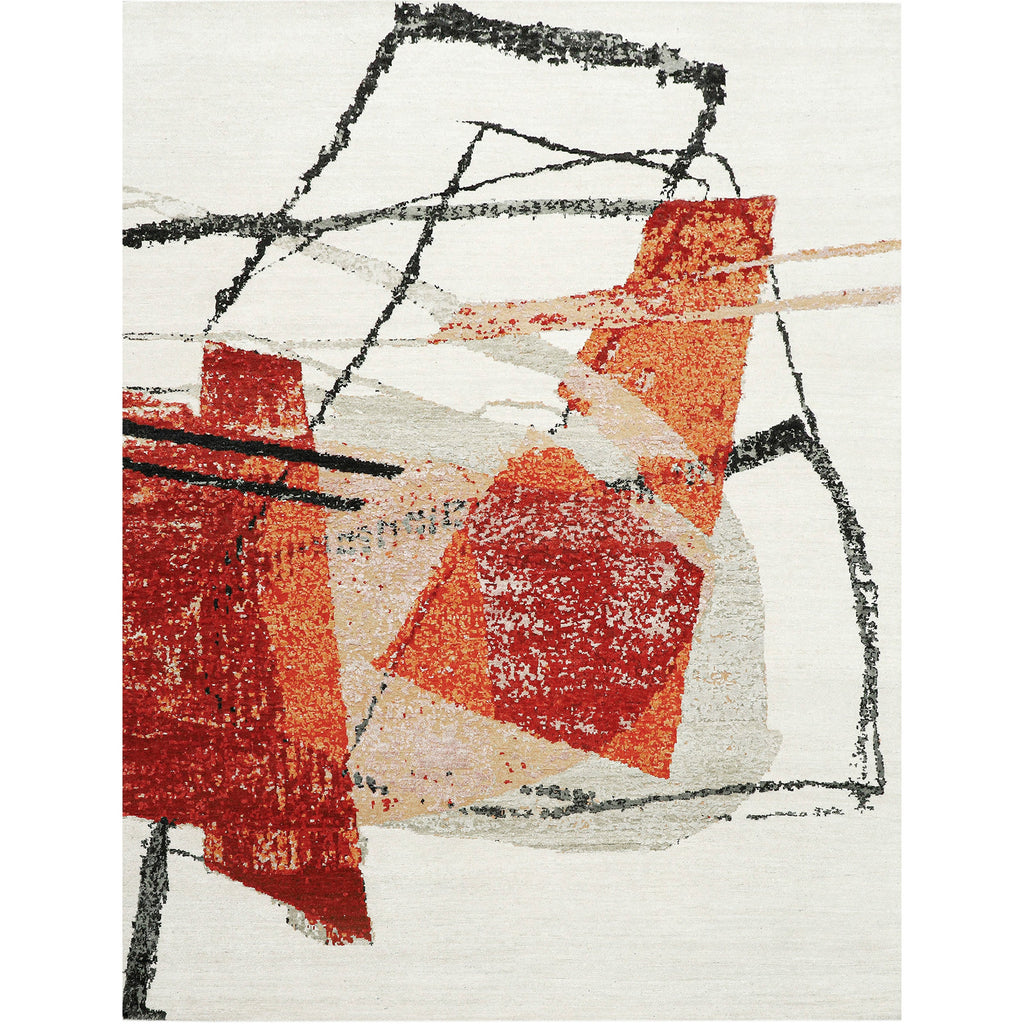 CANVAS ART W/ SILK JC713 IVORY / RED