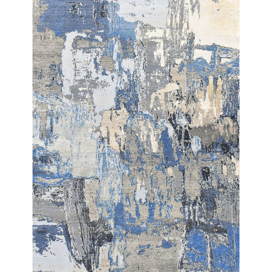 CANVAS ART W/ SILK JC716 SILVER / BLUE