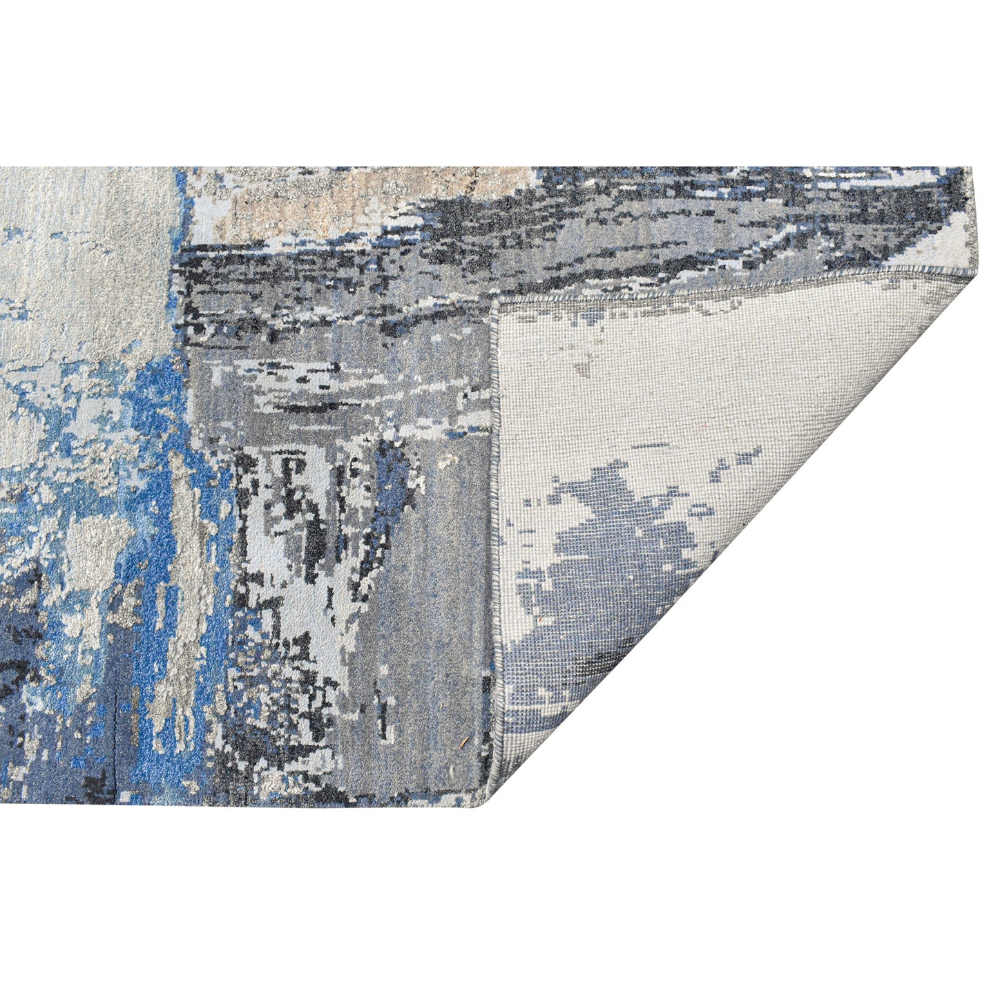 CANVAS ART W/ SILK JC716 SILVER / BLUE