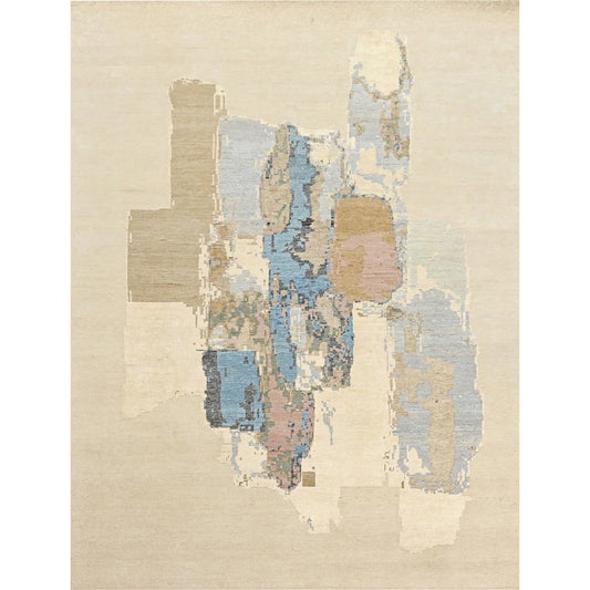 CANVAS ART W/ SILK JC719 IVORY / LIGHT BLUE