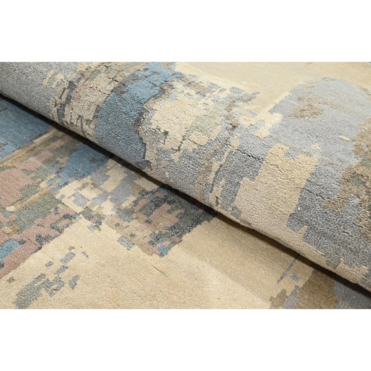 CANVAS ART W/ SILK JC719 IVORY / LIGHT BLUE