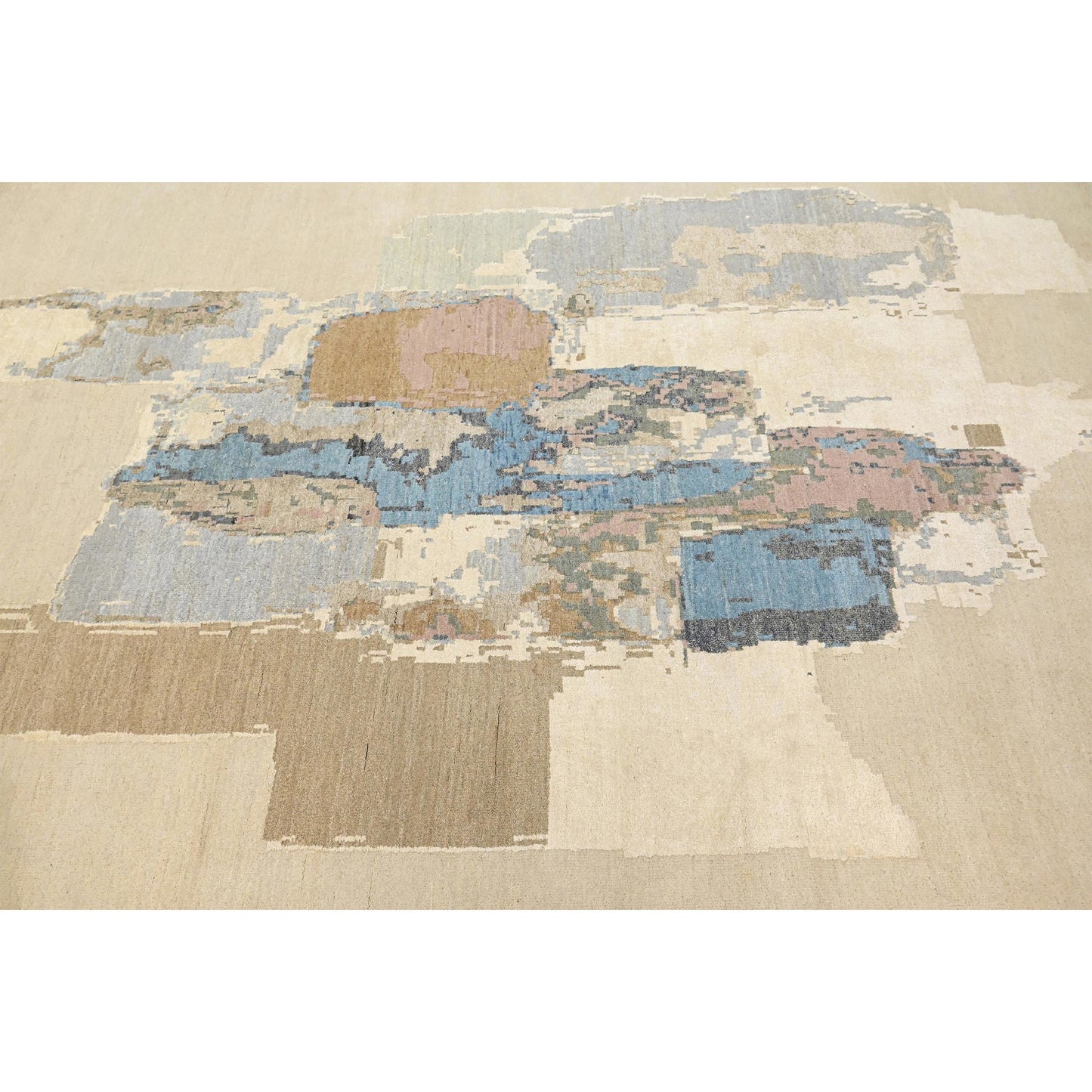 CANVAS ART W/ SILK JC719 IVORY / LIGHT BLUE