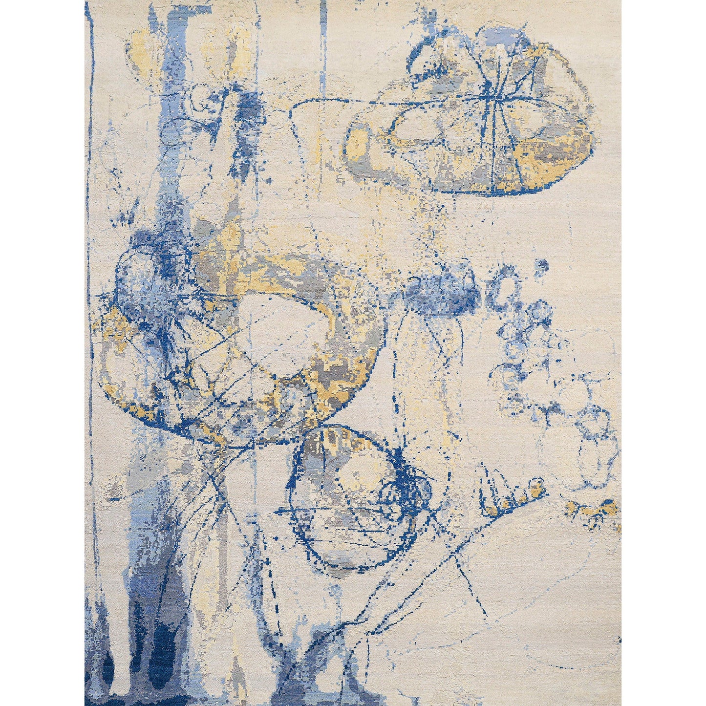 CANVAS ART W/ SILK JC720 IVORY / BLUE