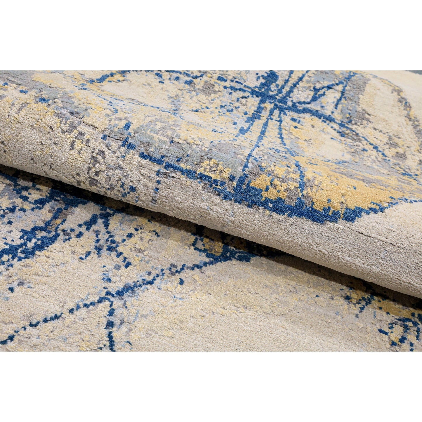 CANVAS ART W/ SILK JC720 IVORY / BLUE
