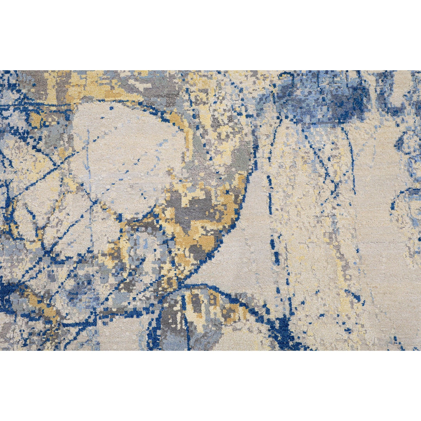 CANVAS ART W/ SILK JC720 IVORY / BLUE
