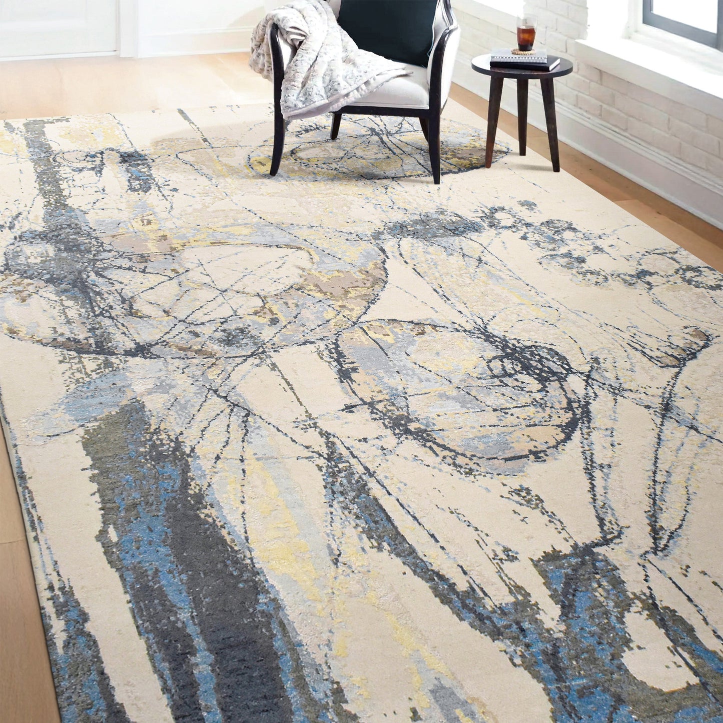 CANVAS ART W/ SILK JC720 IVORY / GREY