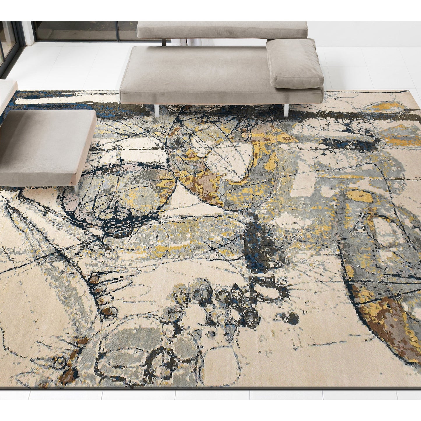 CANVAS ART W/ SILK JC720 IVORY / MULTI