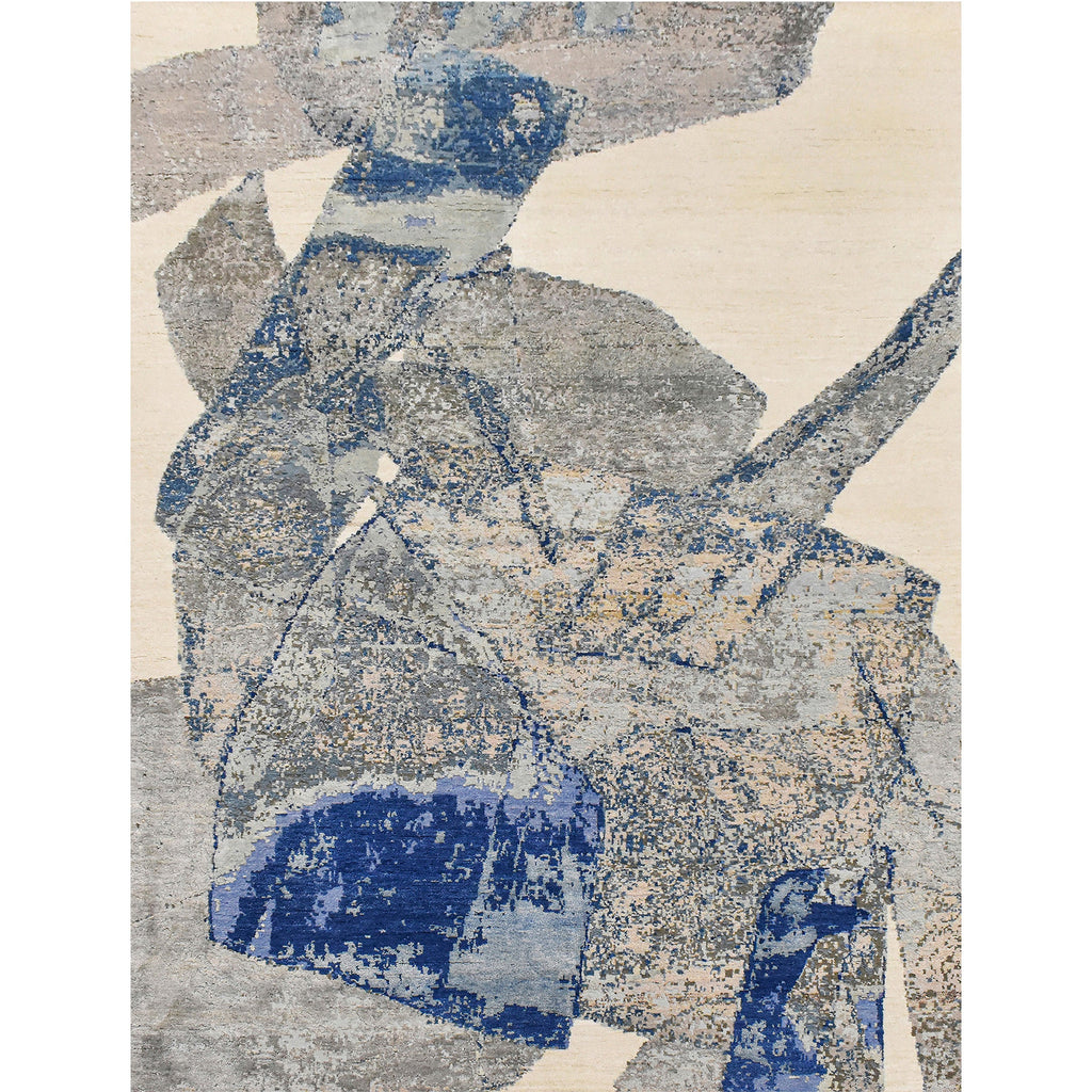 CANVAS ART W/ SILK JC723 IVORY / BLUE