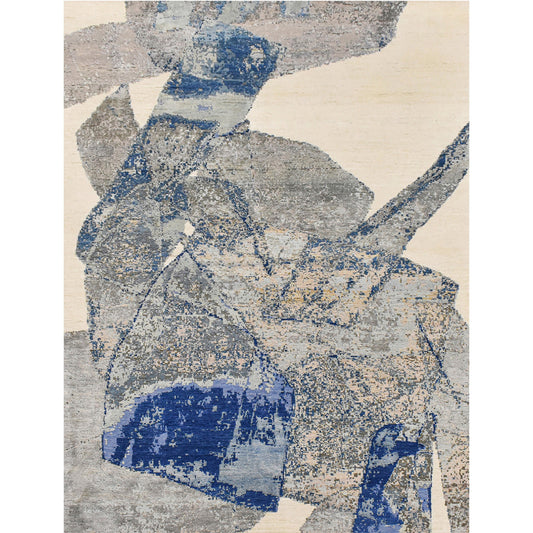 CANVAS ART W/ SILK JC723 IVORY / BLUE