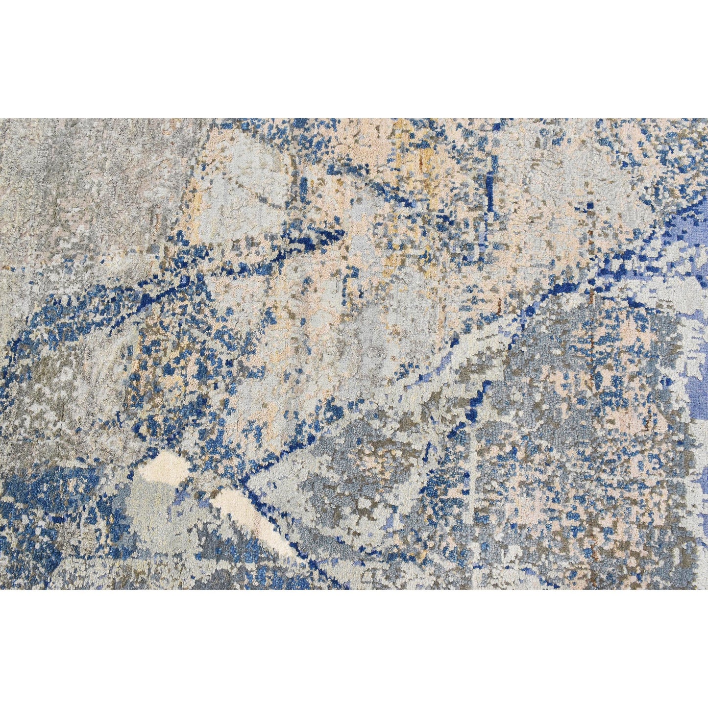 CANVAS ART W/ SILK JC723 IVORY / BLUE