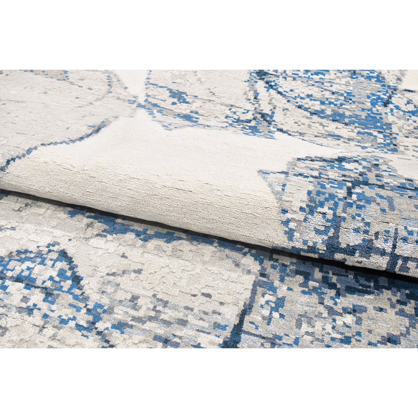 CANVAS ART W/ SILK JC725 IVORY / BLUE