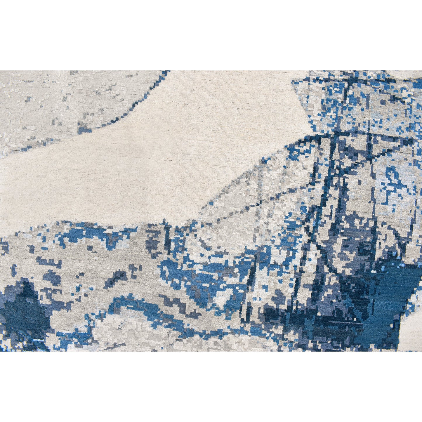 CANVAS ART W/ SILK JC725 IVORY / BLUE