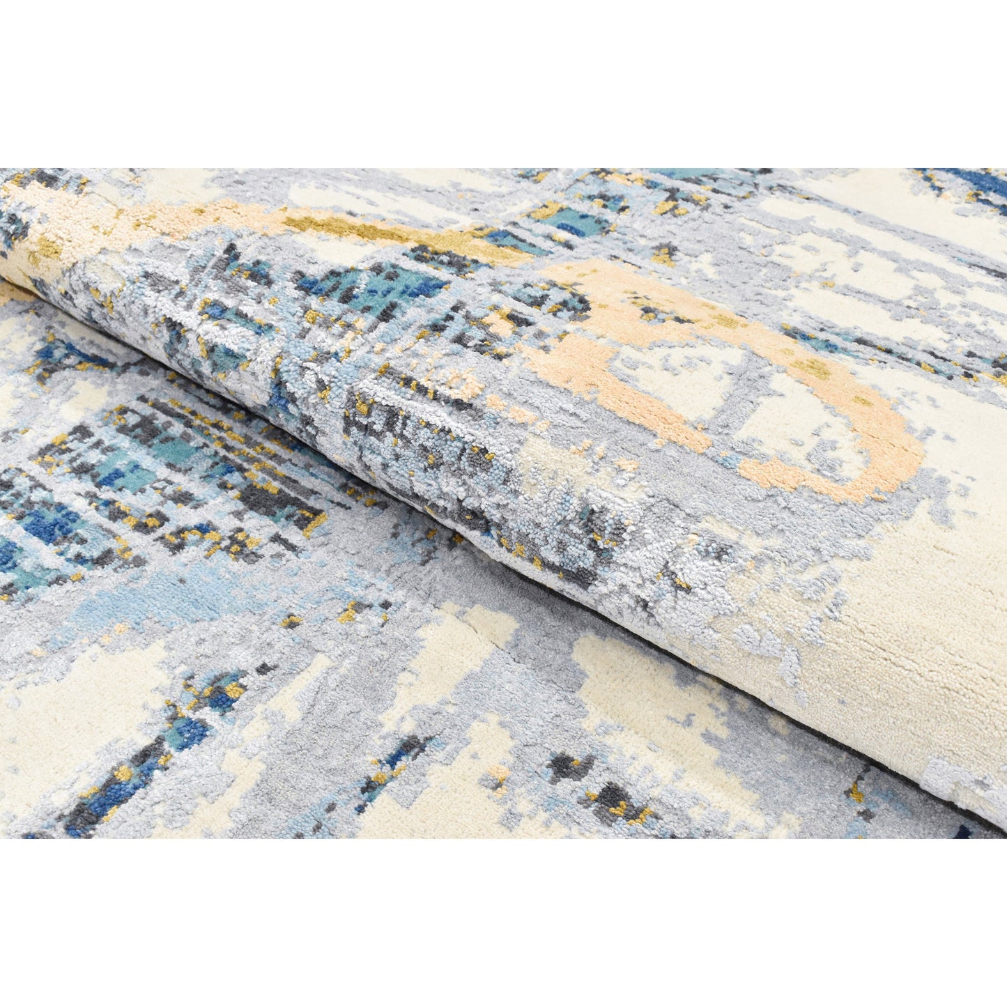 CANVAS ART W/ SILK JC726 IVORY / BLUE