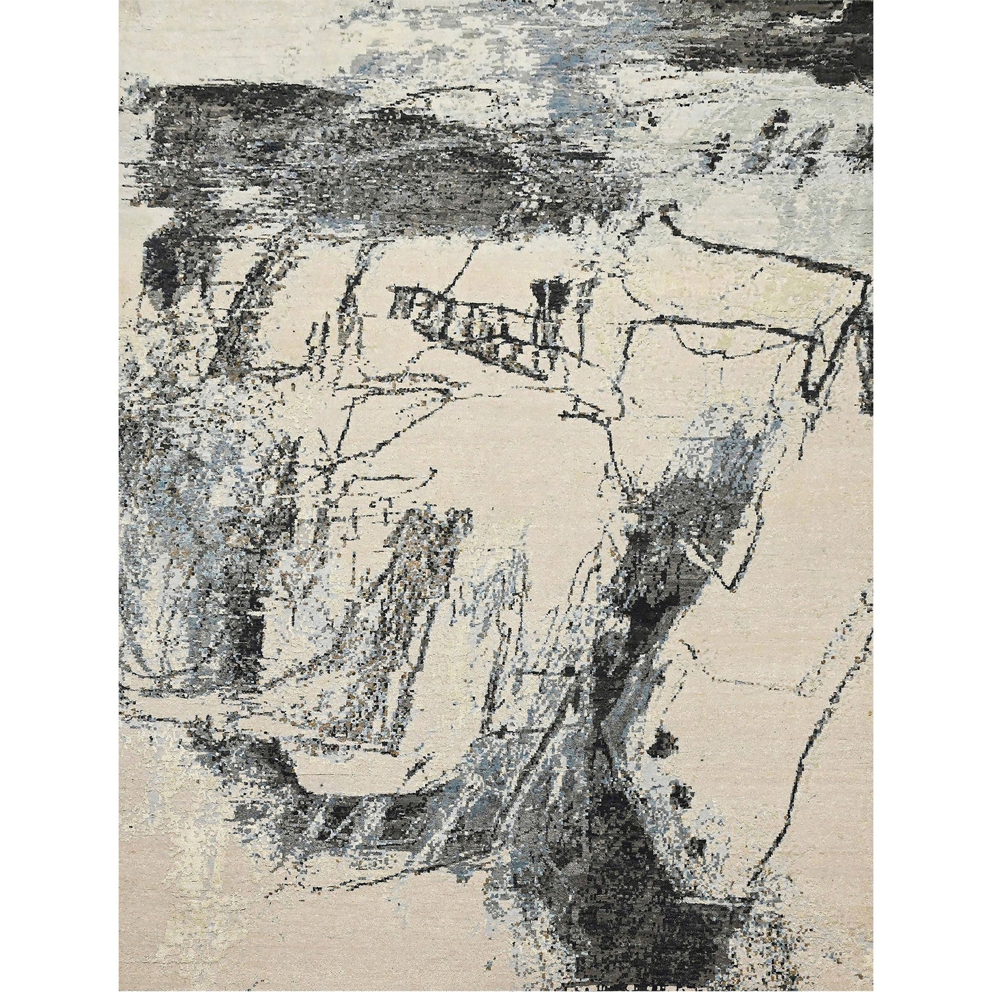 CANVAS ART W/ SILK JC734 IVORY / GREY