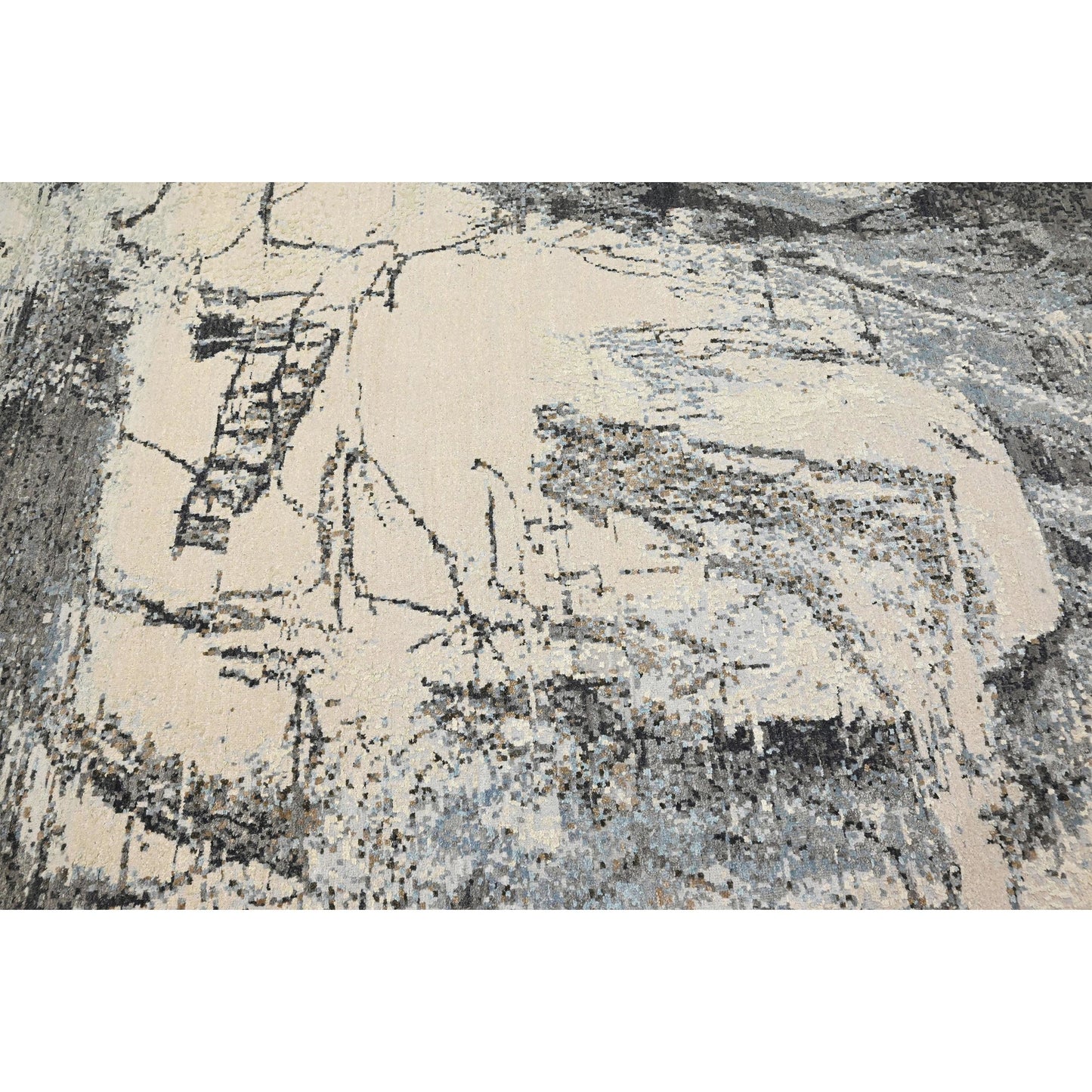 CANVAS ART W/ SILK JC734 IVORY / GREY