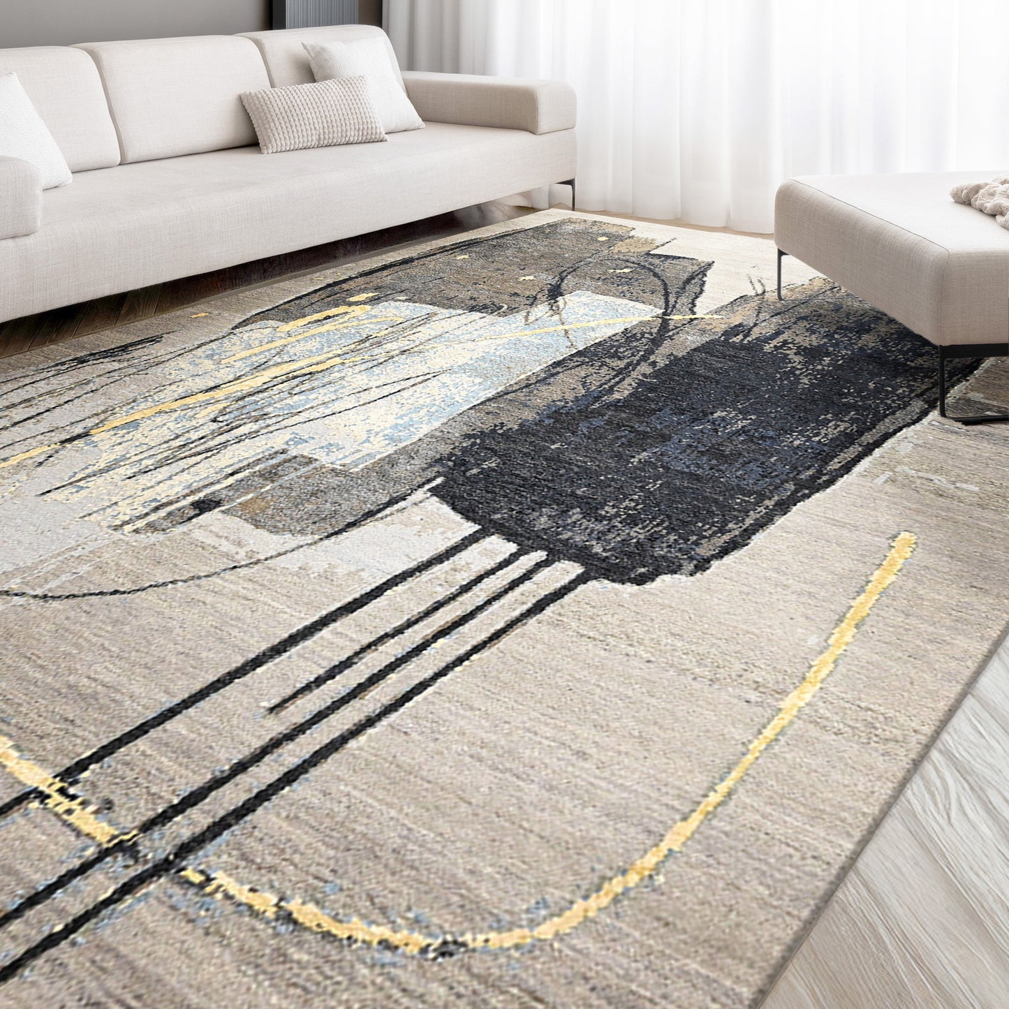 CANVAS ART W/ SILK JC735 BEIGE / GREY