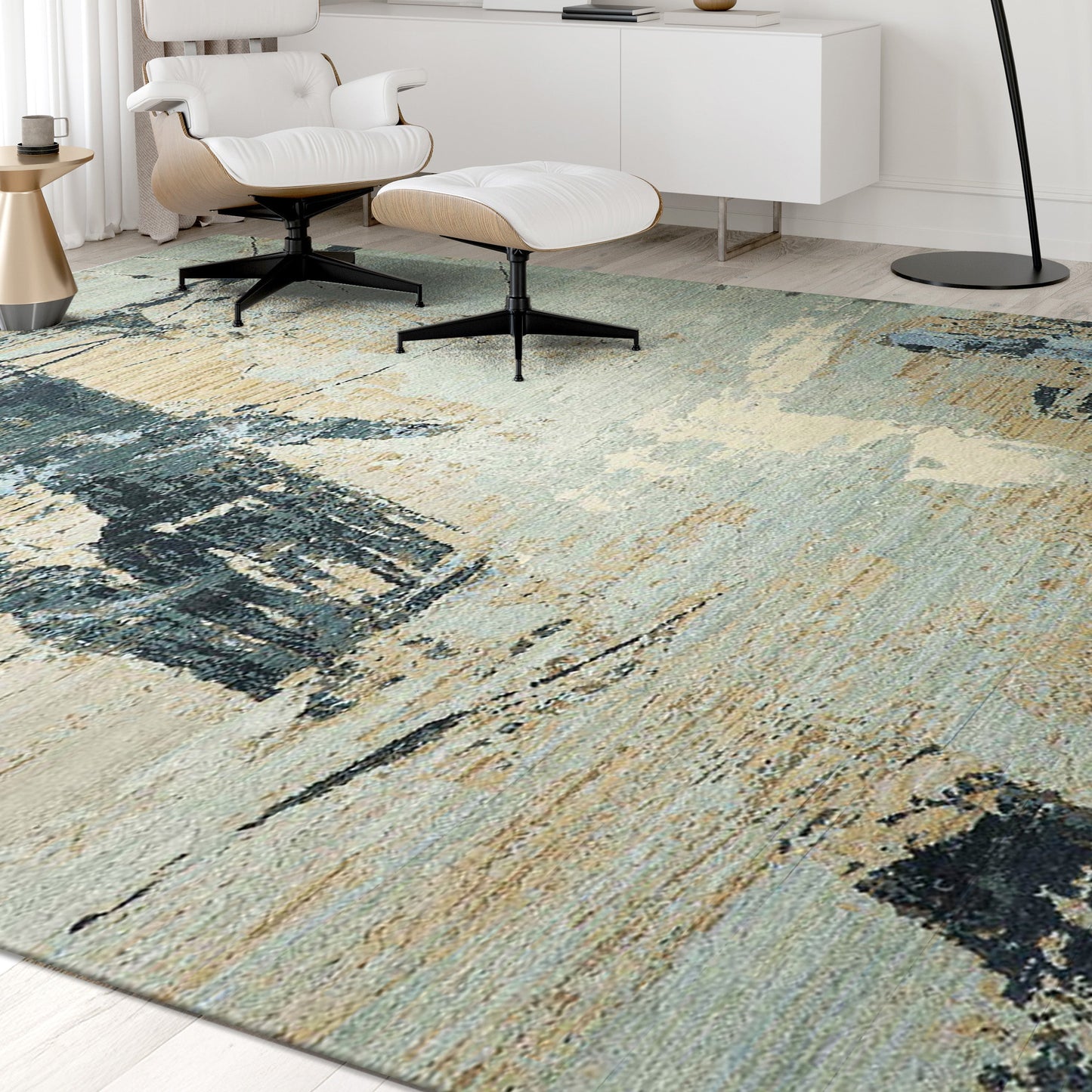 CANVAS ART W/ SILK JC736 LIGHT BLUE / BLACK
