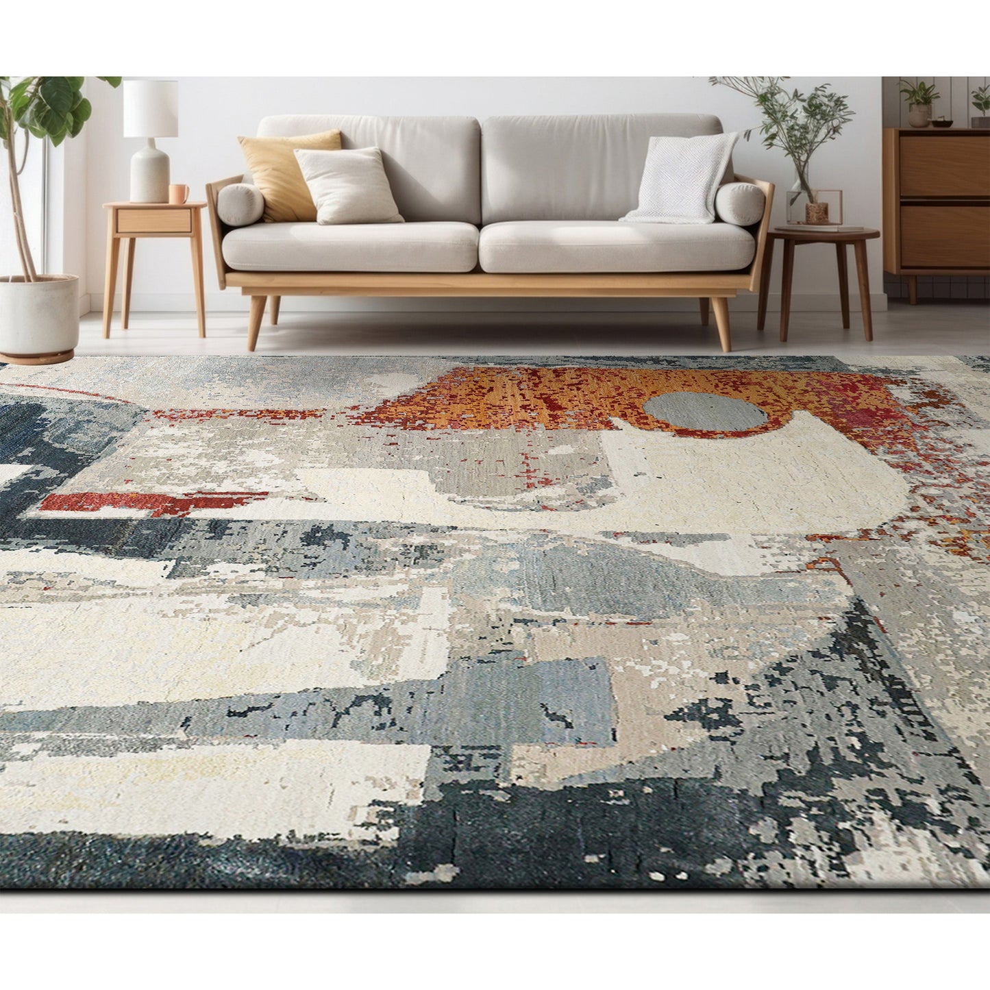 CANVAS ART W/ SILK JC737 BEIGE / RED