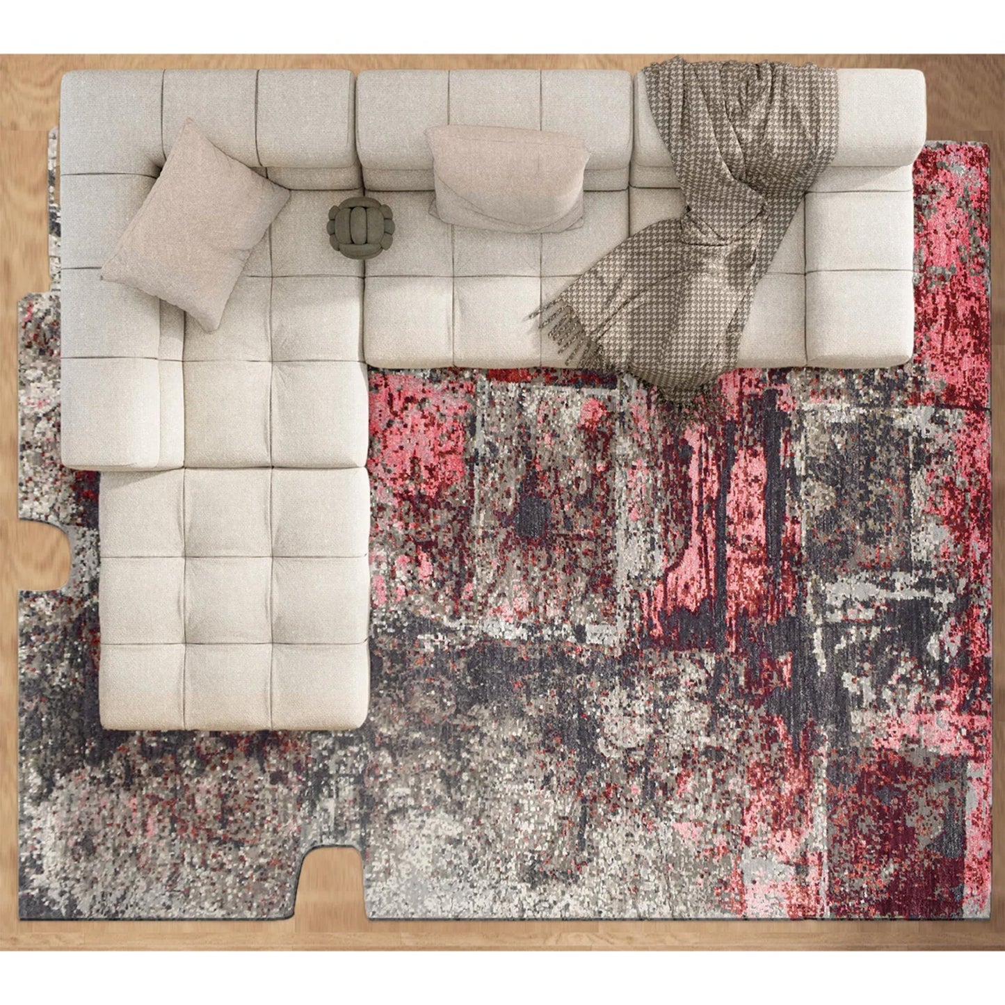 CANVAS ART W/ SILK JC738 GREY / BROWN
