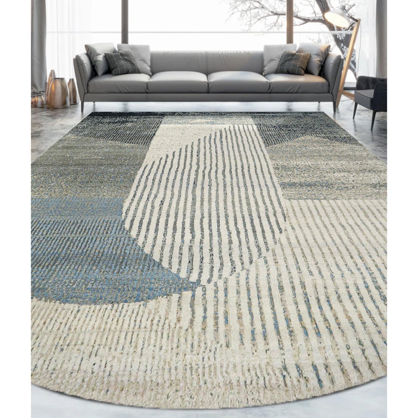 CANVAS ART W/ SILK JC738 SILVER / GREY