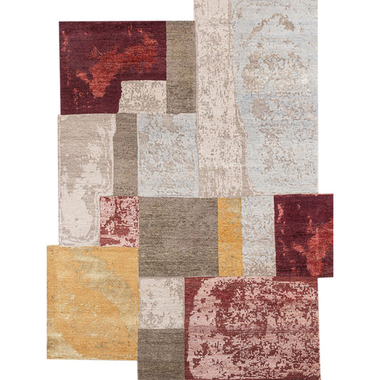 CANVAS ART W/ SILK JC740 BEIGE / RED