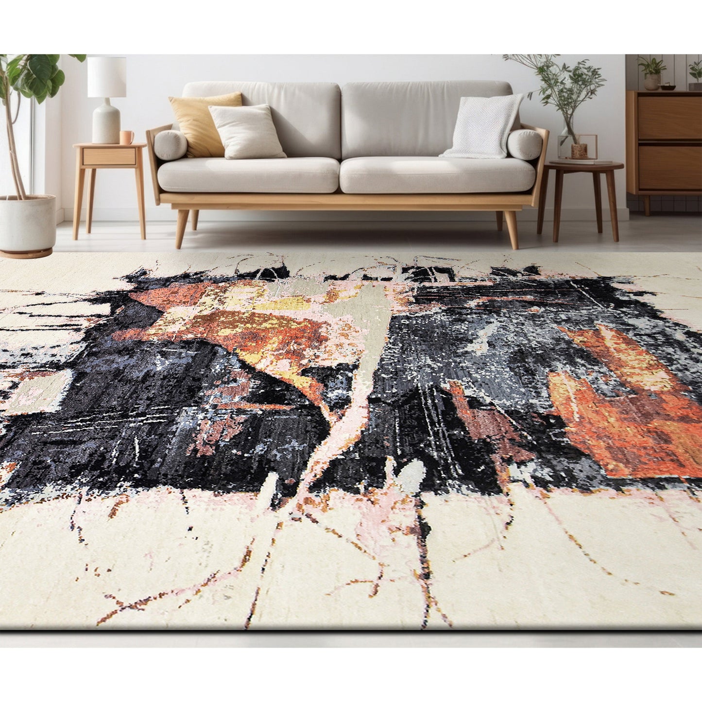 CANVAS ART W/ SILK JC741 IVORY / CHARCOAL