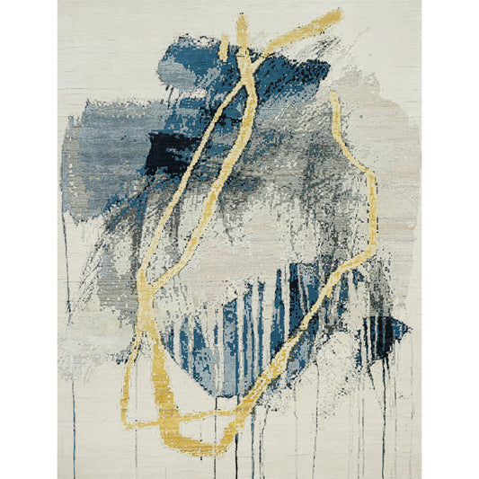 CANVAS ART W/ SILK JC743 IVORY / BLUE