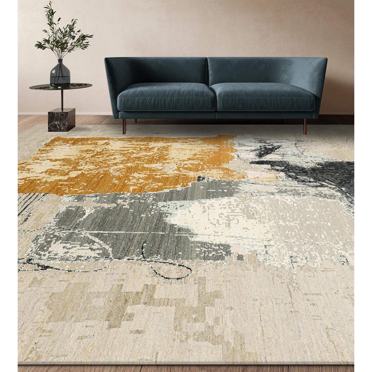 CANVAS ART W/ SILK JC745 BEIGE / CHARCOAL