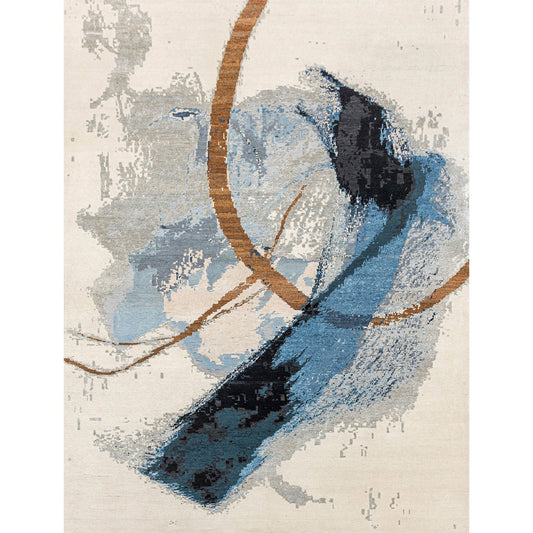 CANVAS ART W/ SILK JC750 IVORY / BLUE