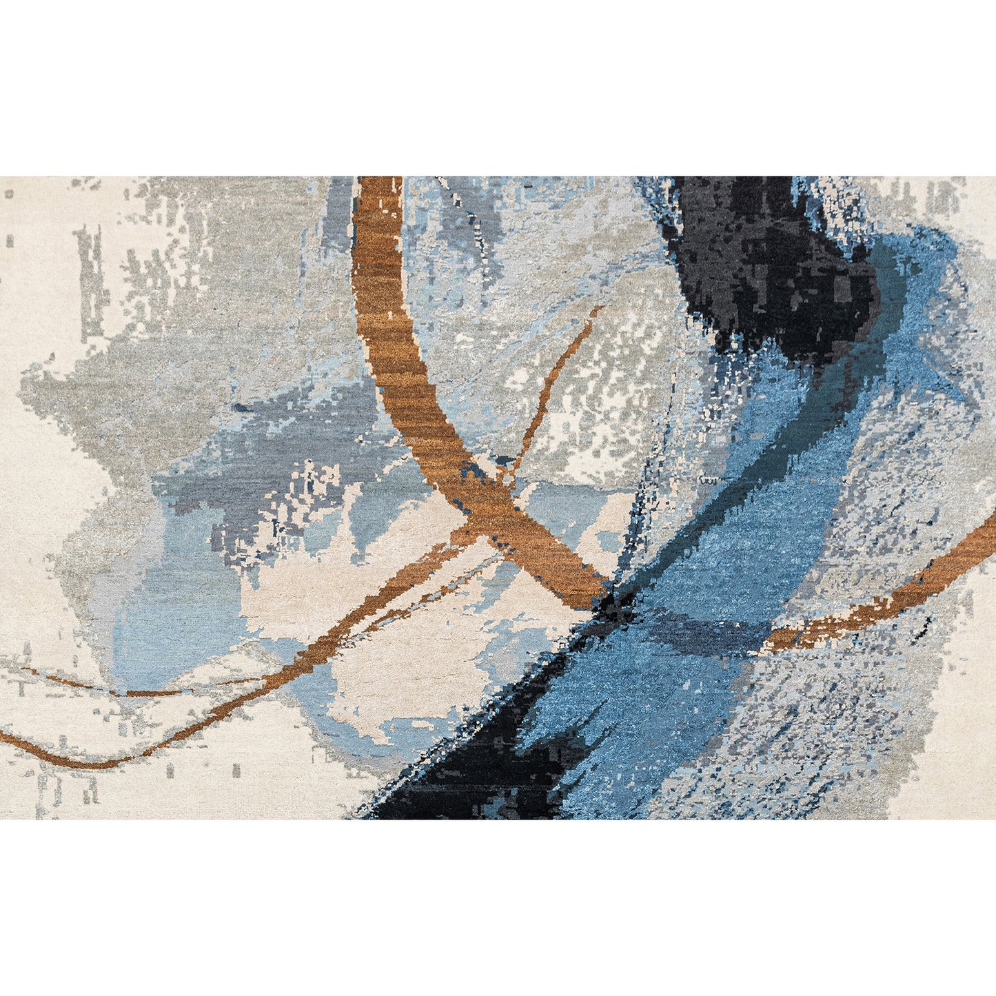 CANVAS ART W/ SILK JC750 IVORY / BLUE