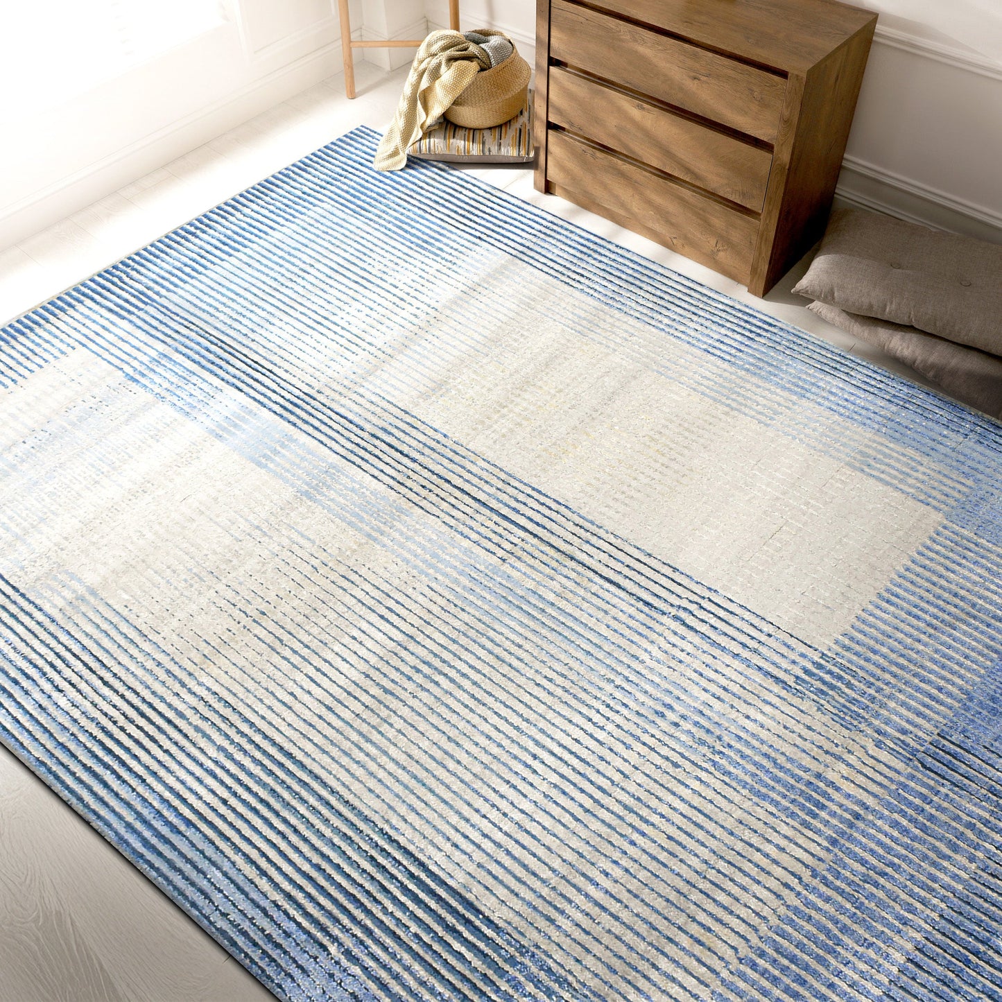 CANVAS ART W/ SILK JC765 SILVER / BLUE