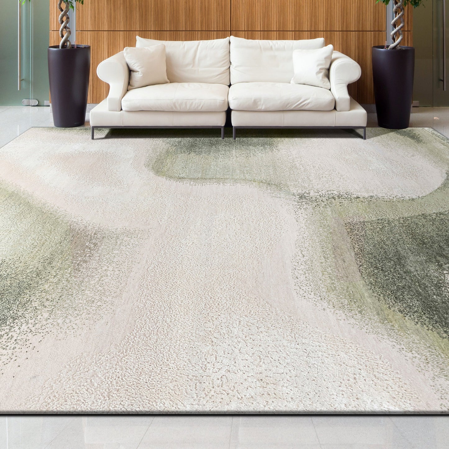 CANVAS ART W/ SILK JCD14 IVORY / GREEN