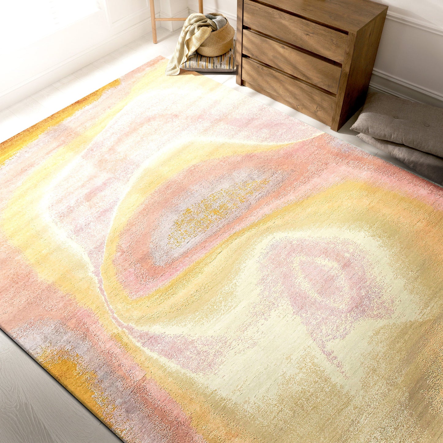 CANVAS ART W/ SILK JCD16 PEACH / GOLD