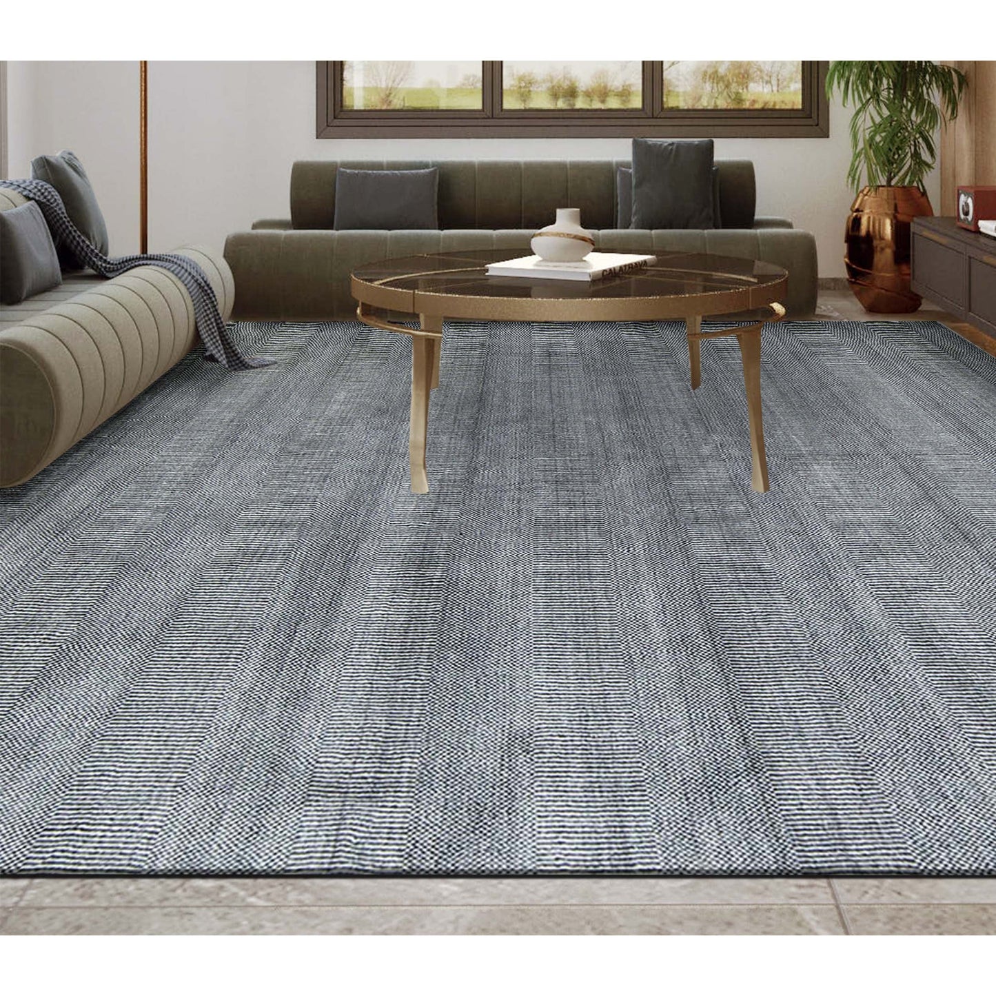 HANDLOOMED 1000 DMART DAMASK ART DARK GREY