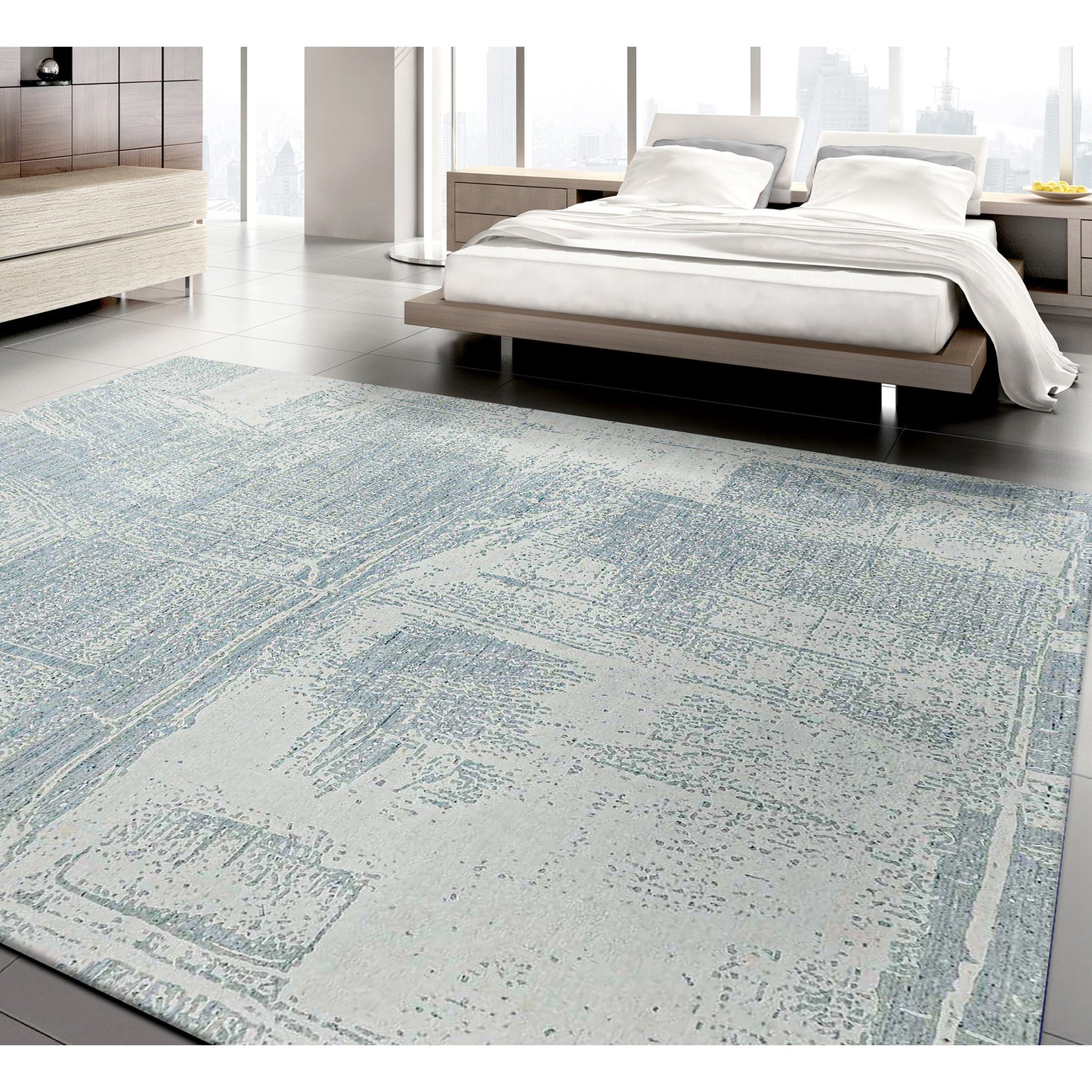 HANDLOOMED JACQUARD OPJ53 WHITE / TURQUOISE
