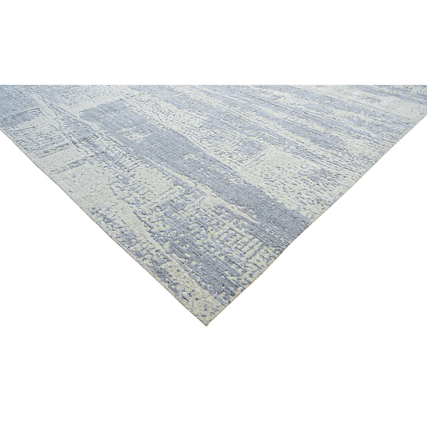 HANDLOOMED JACQUARD RA224 SILVER / LIGHT BLUE