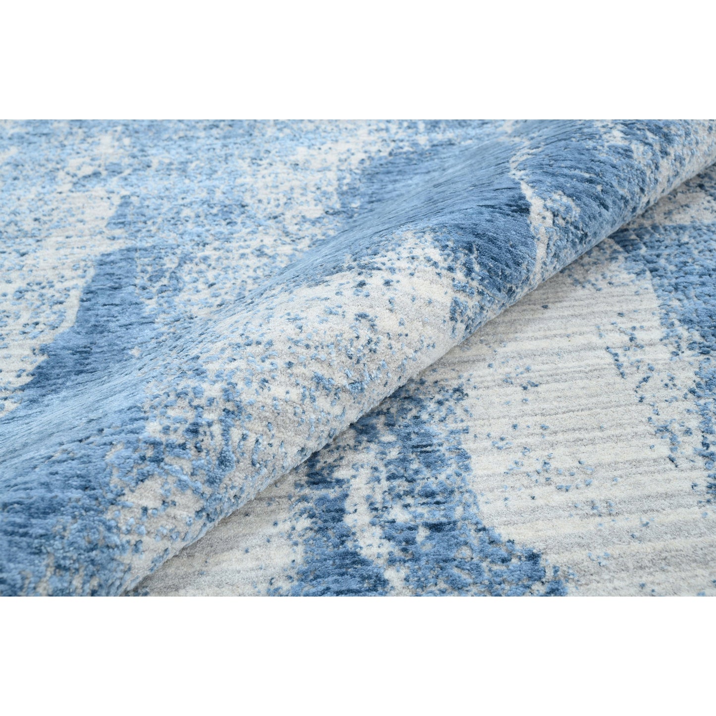 HANDLOOMED JACQUARD RA259 SILVER / BLUE
