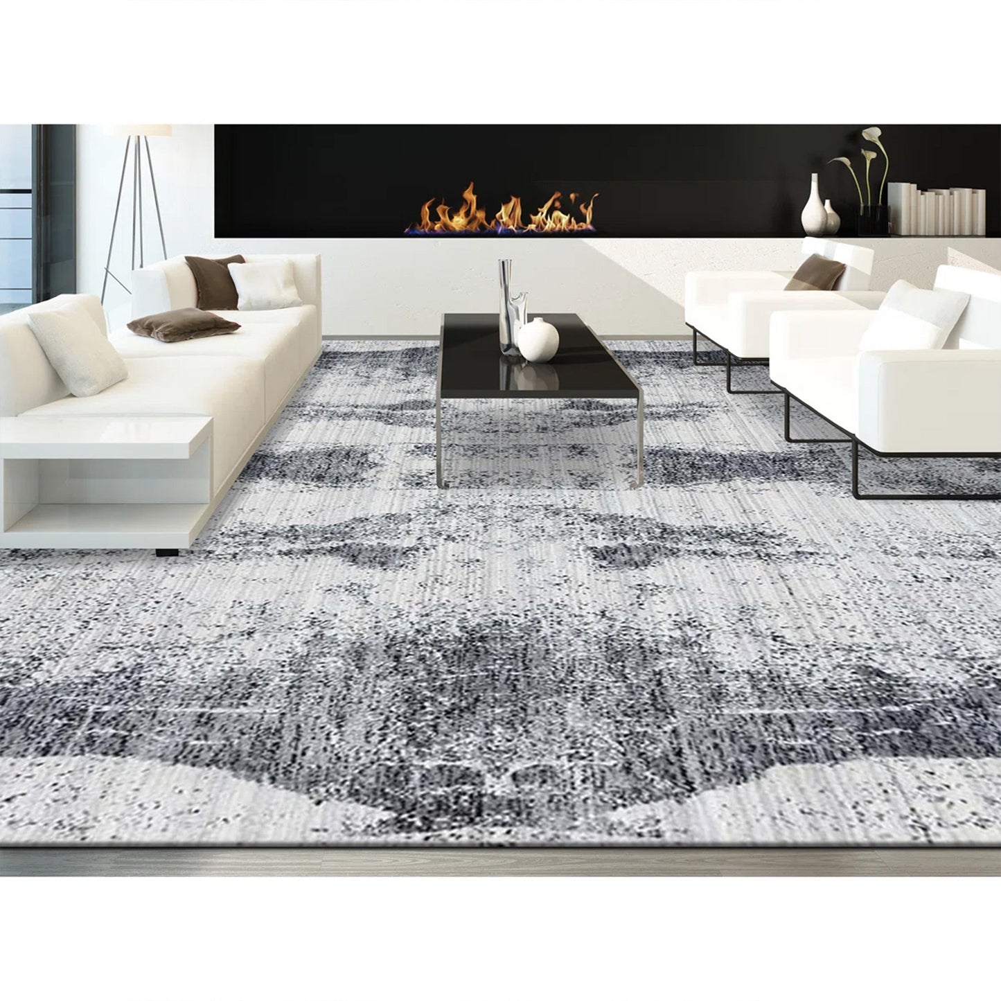 HANDLOOMED JACQUARD RA259 SILVER / DARK GREY