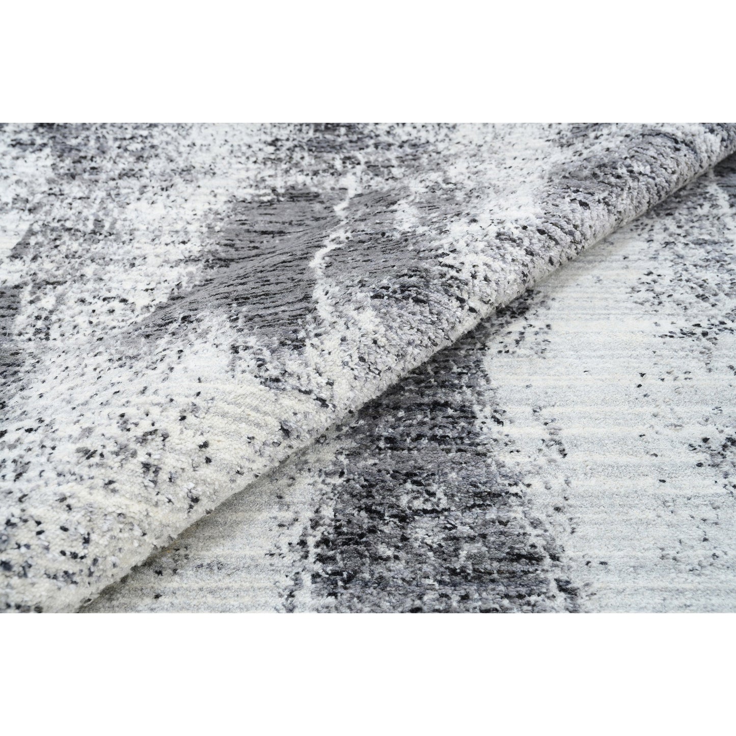 HANDLOOMED JACQUARD RA259 SILVER / DARK GREY