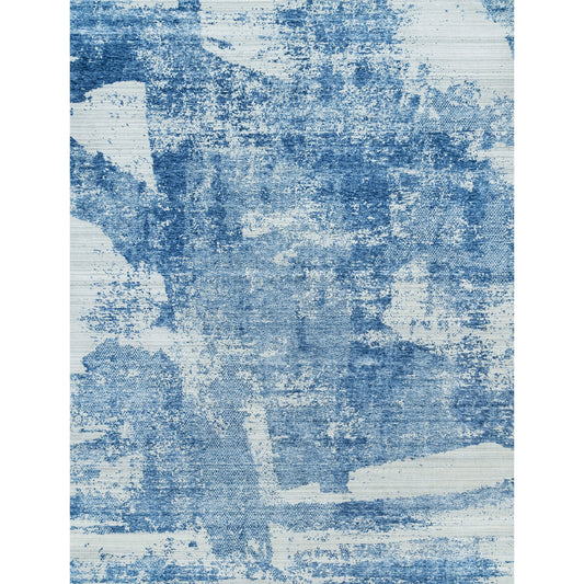 HANDLOOMED JACQUARD RA262 SILVER / BLUE