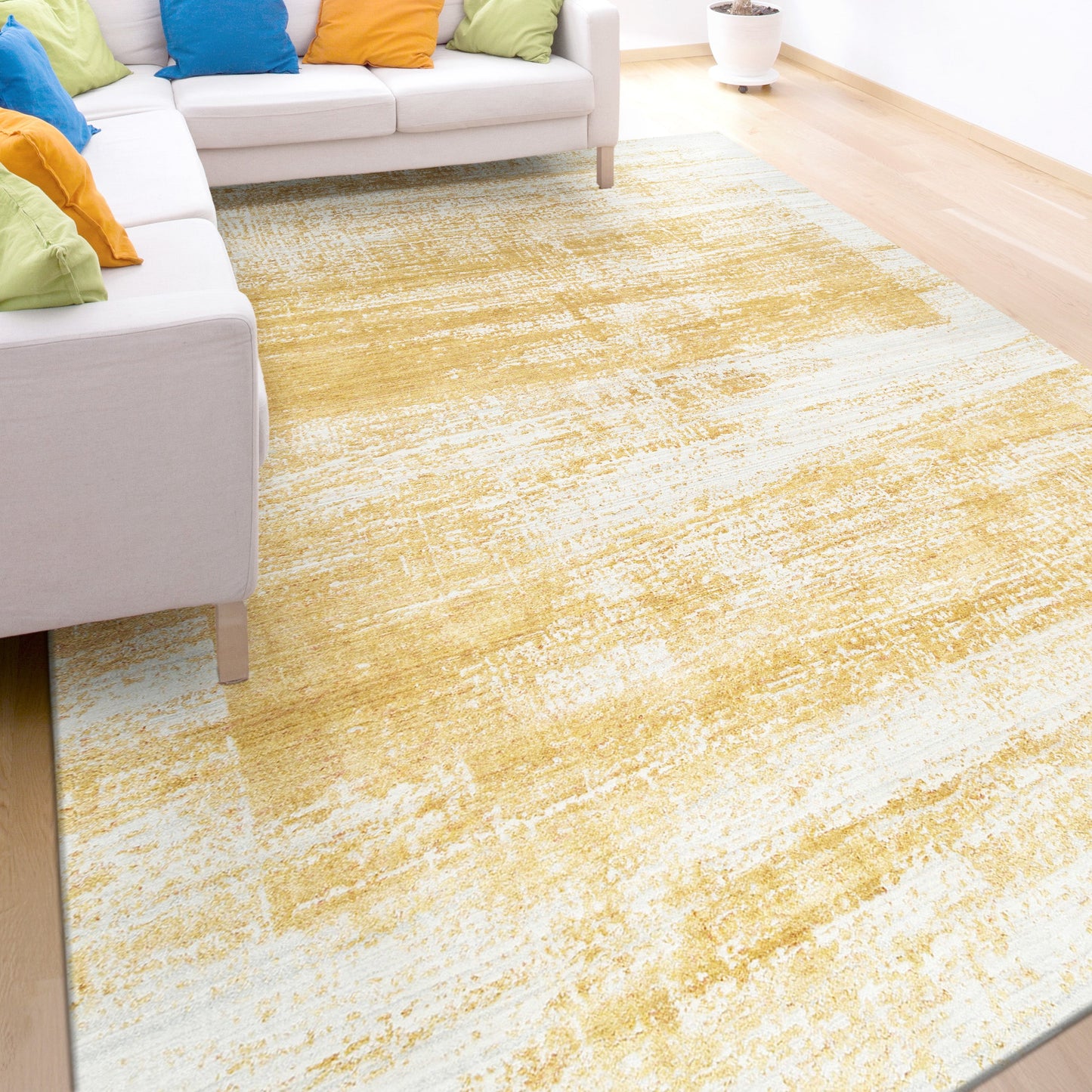 HANDLOOMED JACQUARD RA279 IVORY / GOLD