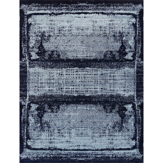 HANDLOOMED JACQUARD RA310 NAVY / SILVER