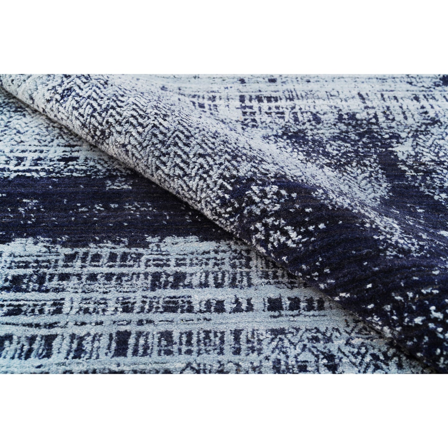 HANDLOOMED JACQUARD RA310 NAVY / SILVER